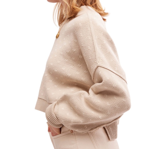 Free People Easy Street Crop Pullover Women’s XL Oatmeal Slouchy Sweater Boho - Picture 3 of 11